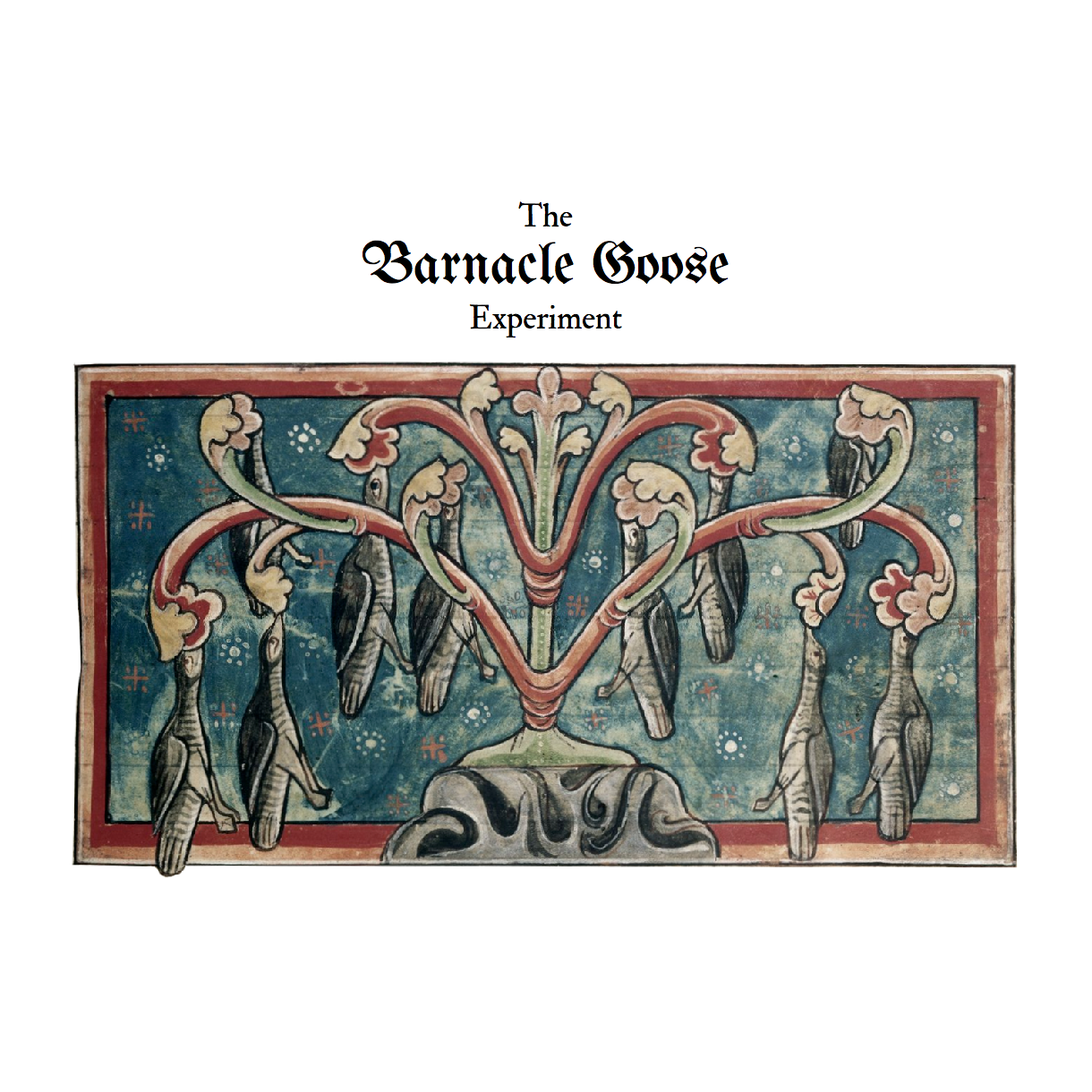 A square promotional image for The Barnacle Goose Experiment. It features the game title in gothic black text on a white background.