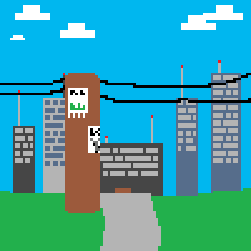 GIF art depicting missing cat posters on a pole