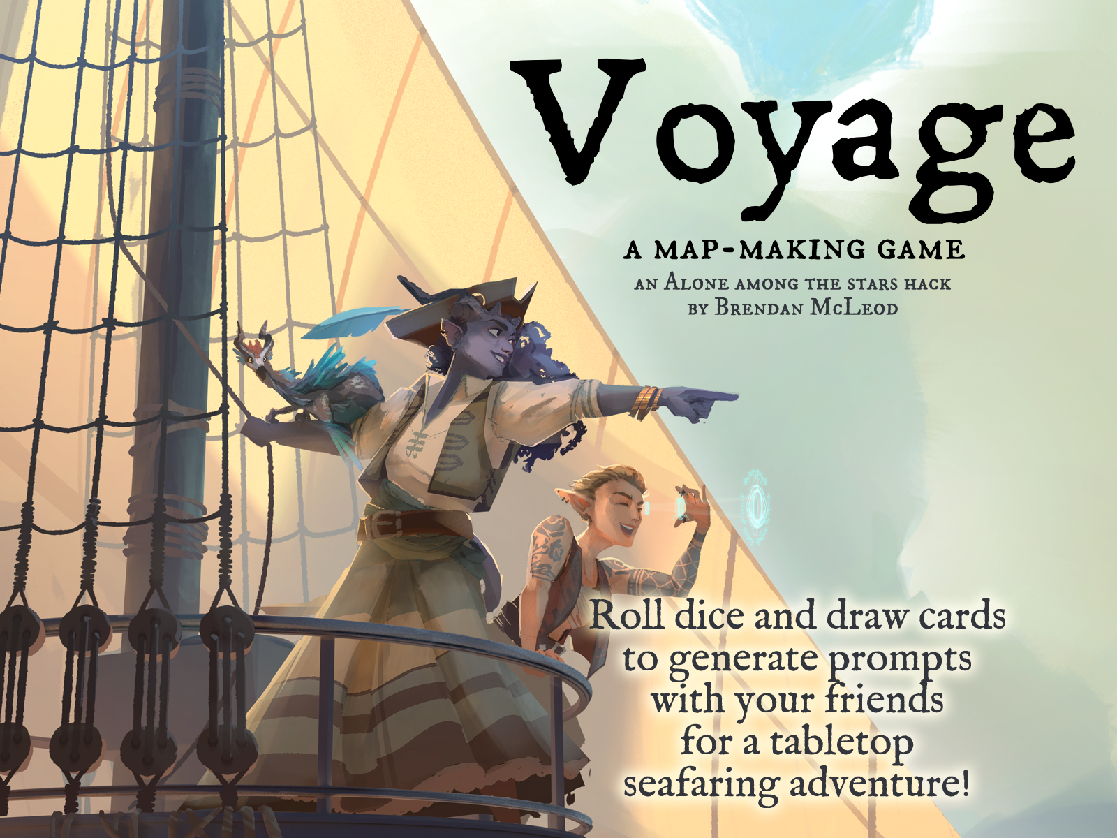 A rectangular promotional image for Voyage