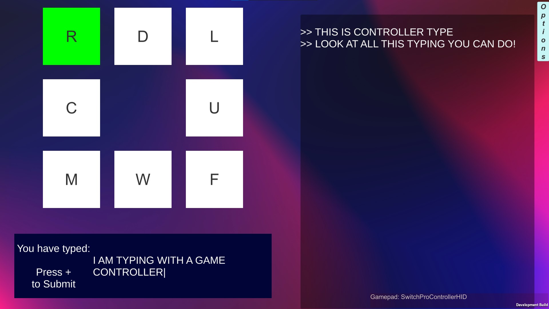 A rectangular promotional image for controller type showing the basic program design for this alternate typing controller.