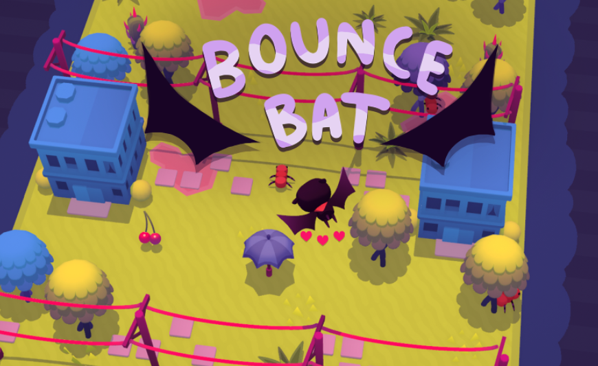 Bats flying over a city, a promotional image for Bounce Bats