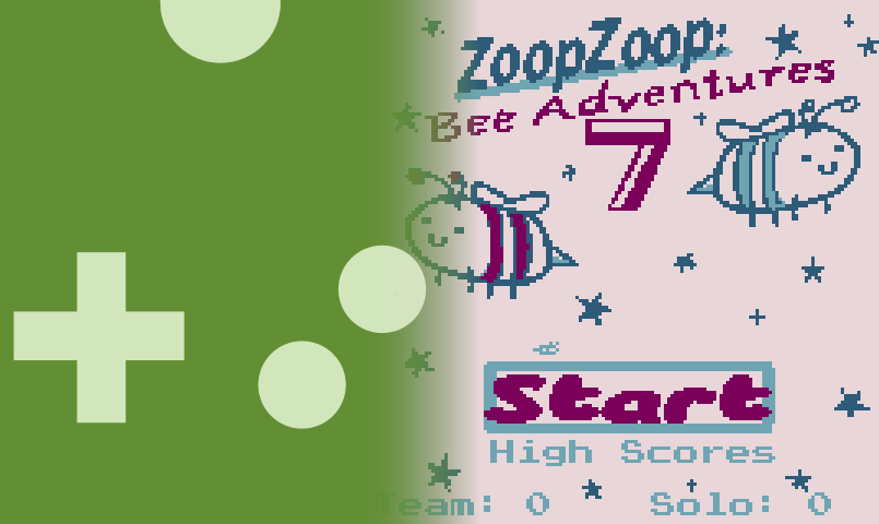 Bees rendered in the pixel style, a promotional image for Zoop Zoop Bee Adventures 7